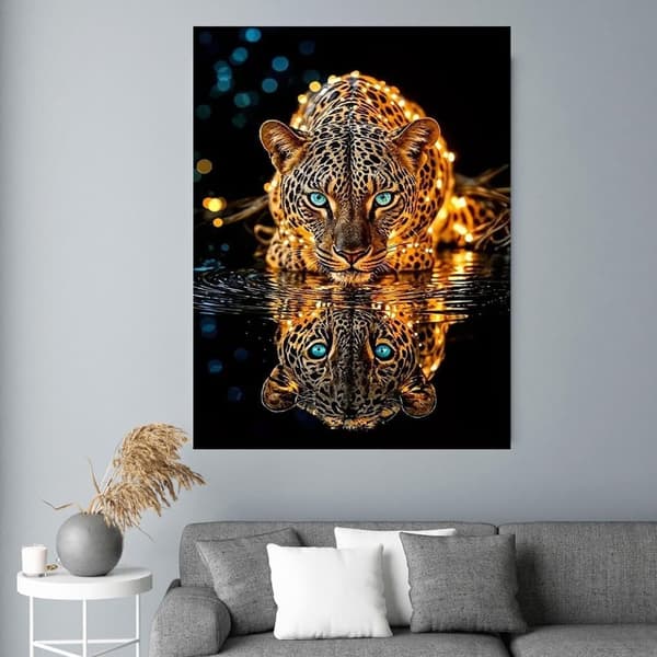 Bomclap Vildsint leopard diamantmålning 5D DIY-kit med rundkristaller,Djurdesign till hemmet 30x40cm