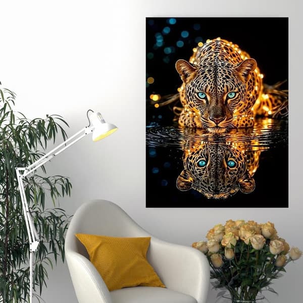 Bomclap Vildsint leopard diamantmålning 5D DIY-kit med rundkristaller,Djurdesign till hemmet 30x40cm