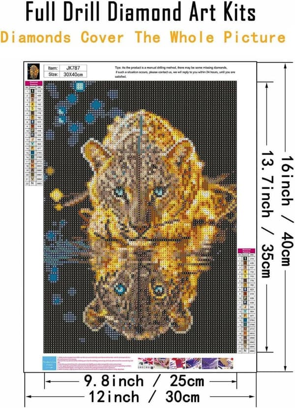Bomclap Vildsint leopard diamantmålning 5D DIY-kit med rundkristaller,Djurdesign till hemmet 30x40cm