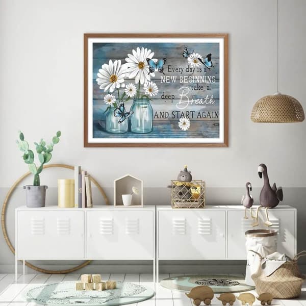 Bomclap Diamond Painting 5D Tussilago Diamantkonst - DIY full drill väggdekoration 40x30 cm, Nybörjarvänlig pärlmålning med inspirerande prästkrage