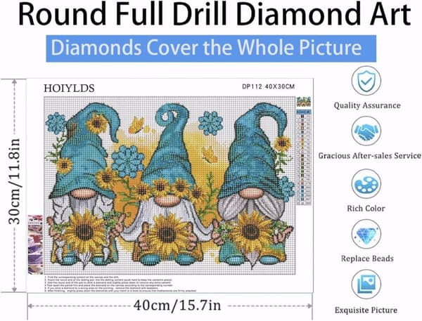 Bomclap Diamond Painting Solrosdiamant 30x40 cm - 5D heltäckande drill för nybörjare, DIY konstverk med naturinspiration