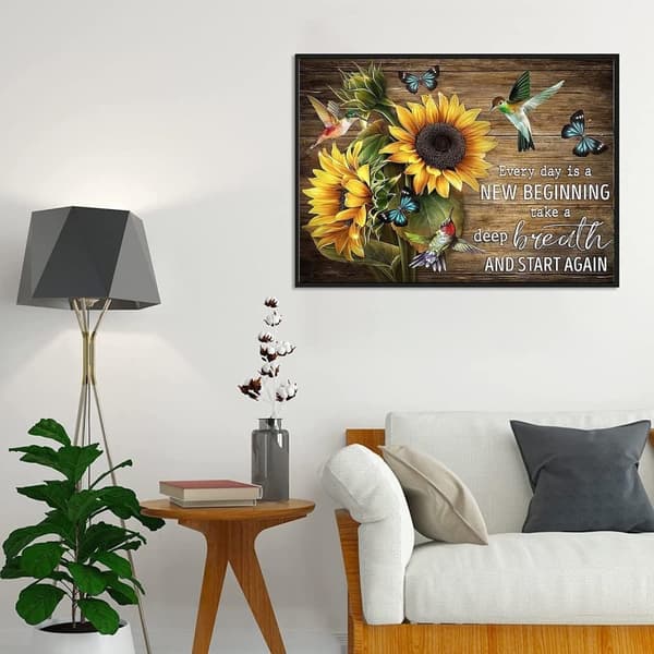 Bomclap Diamond Painting Inspirerande Solrosdiamant - 5D Runddrill Konst för Vuxna, DIY Väggdekoration med Naturmotiv 30x40 cm