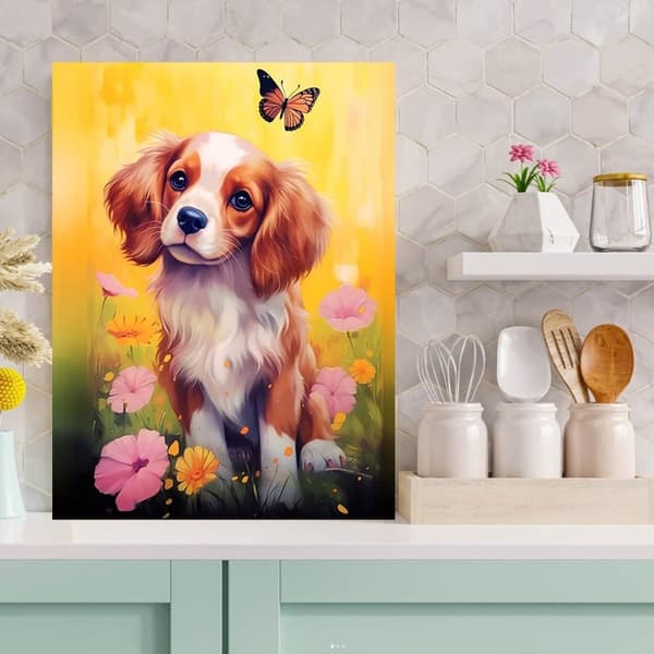 Bomclap Hund Diamantkonst 5D - Full Drill Rundpärlor DIY Paket, Väggdekoration 30x40 cm