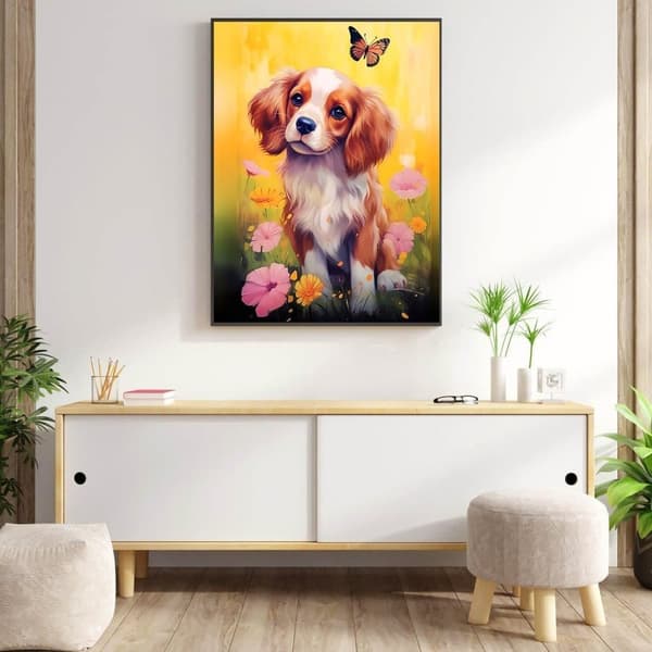 Bomclap Hund Diamantkonst 5D - Full Drill Rundpärlor DIY Paket, Väggdekoration 30x40 cm