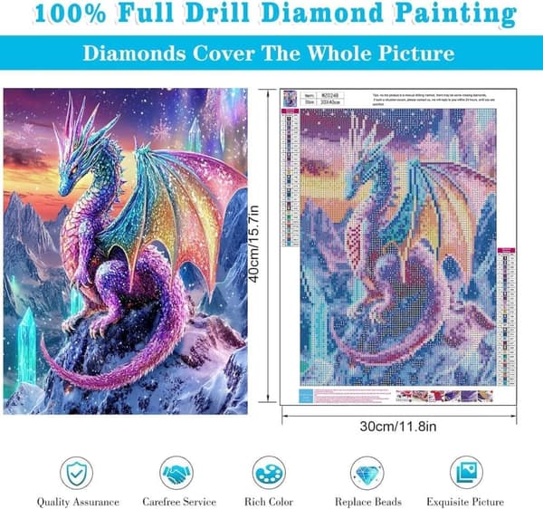 Bomclap 5D Diamant Maleri Sæt Til Voksne Begynder Dragon Diamond Kunst Sæt Til Voksne DIY Kunst Maleri Sæt 30x40cm
