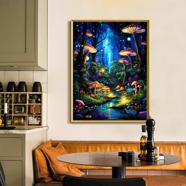 Bomclap Glödande Skog Diamantmålning - 5D Svampdesign DIY, Avkoppling 30x40 cm