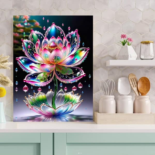 Bomclap Lotus Diamantkonst - 5D Full Drill Blommor DIY Sällskapspaket 30x40 cm 