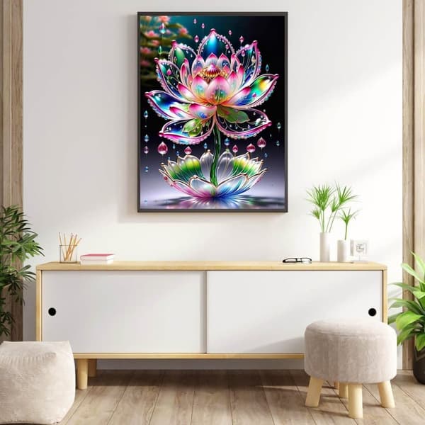 Bomclap Lotus Diamantkonst - 5D Full Drill Blommor DIY Sällskapspaket 30x40 cm 