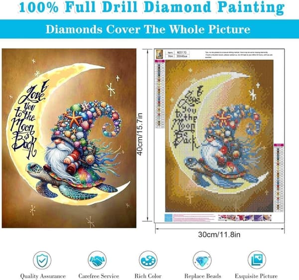 Bomclap Månsköldpadda Diamantmålning - 5D Full Drill DIY Paket 30x40 cm 