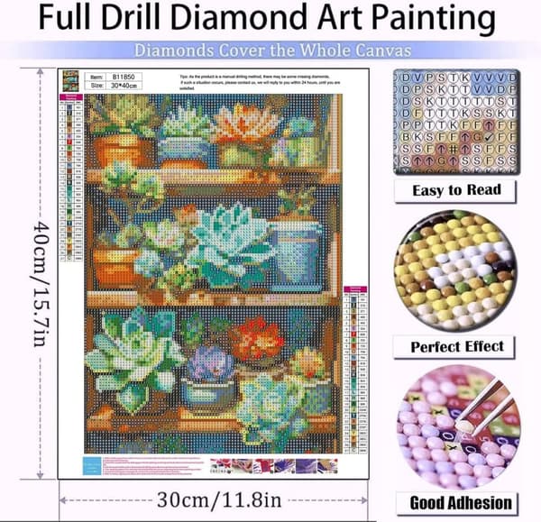 Bomclap Mehikasvit Diamond Art - 5D Plant Design Full Drill DIY -paketti 30x40 cm