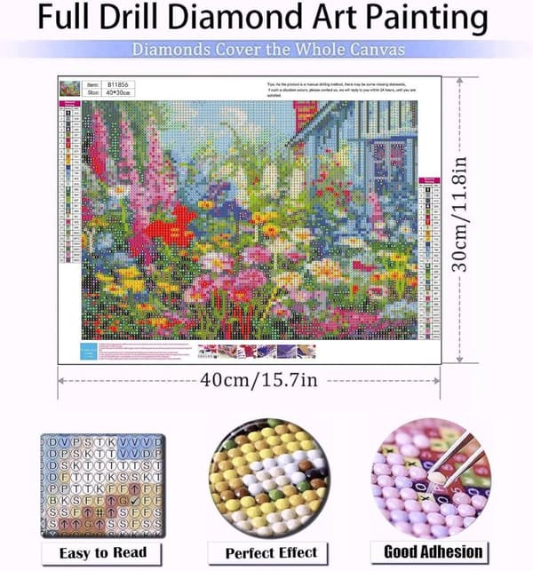 Bomclap Diamantpussel för vuxna, Vildblommor Diamantmålning - 5D Full Drill DIY Sällskapspaket 30x40 cm