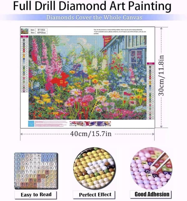 Bomclap Diamantpussel för vuxna, Vildblommor Diamantmålning - 5D Full Drill DIY Sällskapspaket 30x40 cm