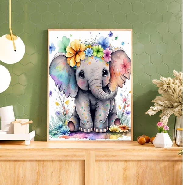 Bomclap 5D Diamantmålning - Elefant Full Drill Smyckespussel för Vuxna, DIY Hantverk & Inredning 30x40 cm