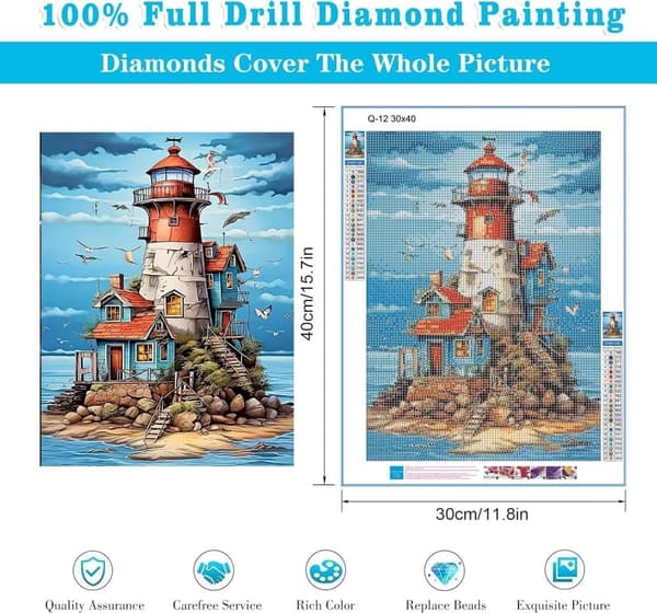 Bomclap Diamantkonst Vuxna - Fyr 5D Full Drill Smyckespussel, DIY Hantverk & Hemdékor 12x16 tum