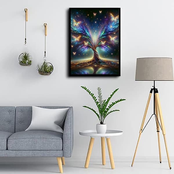 Bomclap Crystal Tree Diamond Puzzle - 5D täysin porattu korumaalaus, DIY-askartelusetti seinälle 30x40 cm