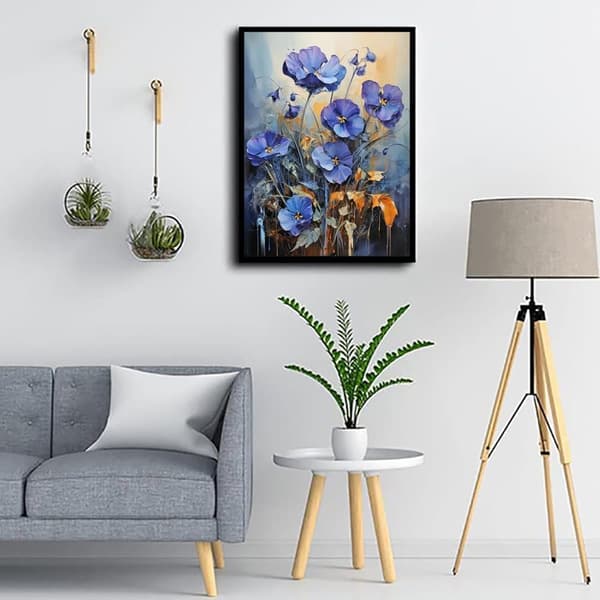 bomclap blå blomster 5d diamant puslespil - fuld bore smykker billede, DIY hjem vægkunst 12x16 tommer