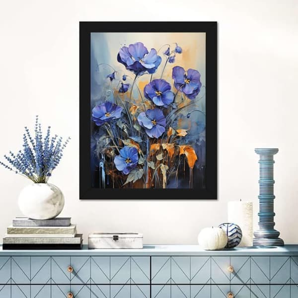 bomclap blå blomster 5d diamant puslespil - fuld bore smykker billede, DIY hjem vægkunst 12x16 tommer
