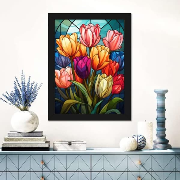 Bomclap tulppaanit 5D timanttipalapeli - täysin porattu korumaalaus aloittelijoille, seinäkoristelu 30x40 cm