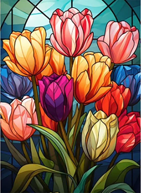 Bomclap tulppaanit 5D timanttipalapeli - täysin porattu korumaalaus aloittelijoille, seinäkoristelu 30x40 cm