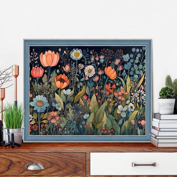 Bomclap aloittelijaystävälliset kukat - 5D timanttipalapeli täysi pora, yksinkertainen korutaide 30x40 cm