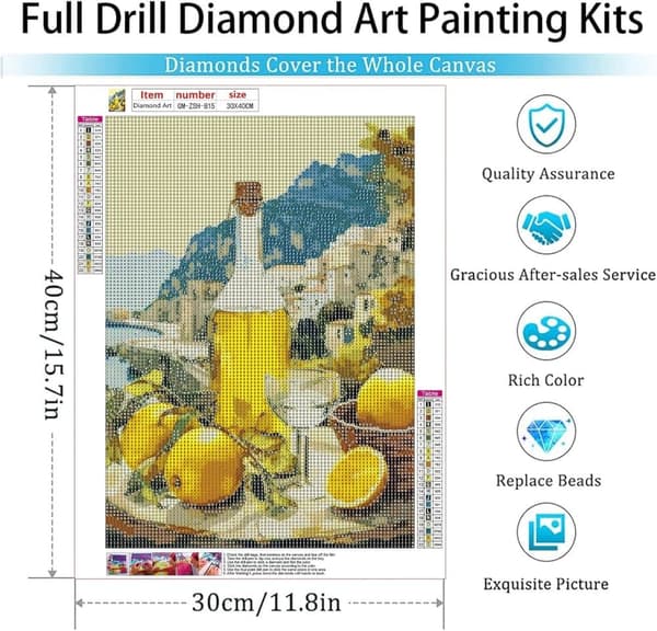 Bomclap Italialainen Limoncello 5D Diamond Art - Täysin poratut korumaalaukset, Välimeren sisustus