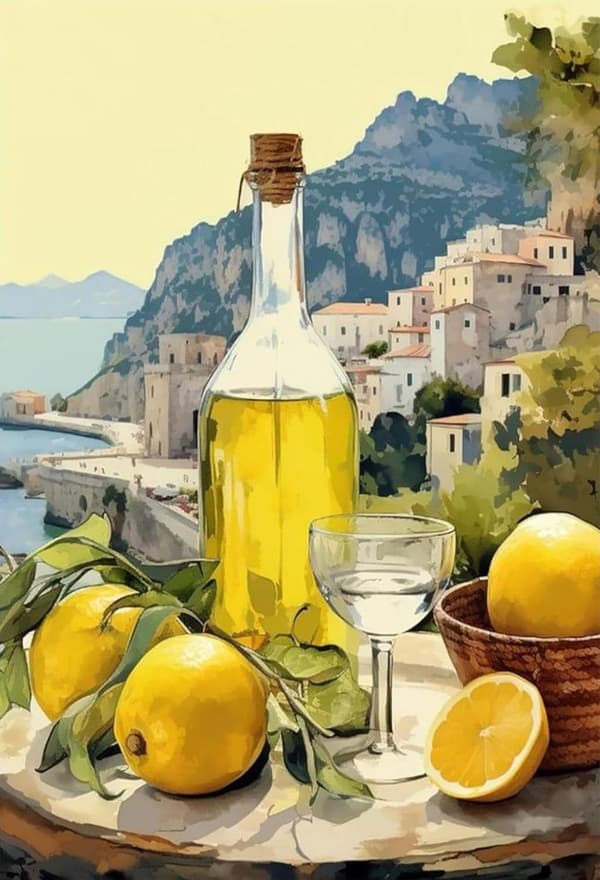 Bomclap Italialainen Limoncello 5D Diamond Art - Täysin poratut korumaalaukset, Välimeren sisustus