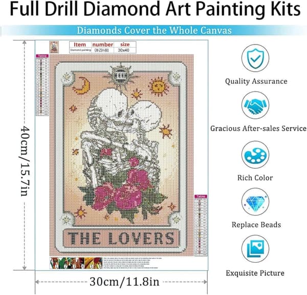 Bomclap Skull Fan 5D Diamond Art - Goottilainen korukuva kristalleilla, täysi pora 30x40 cm