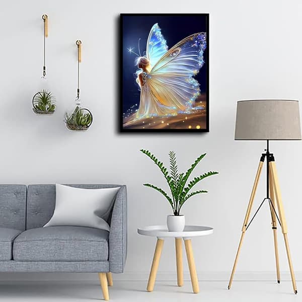 Bomclap Andlig Konst Fjärilsfen 5D Diamantpussel - Full Drill Smyckesmålning för Vuxna, DIY Väggdekoration 30x40 cm