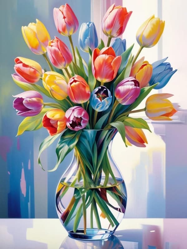 Bomclap Tulpaner Diamantkonst - 5D Fullborrad Smyckespussel för Nybörjare, DIY Hemslöjd 30x40 cm