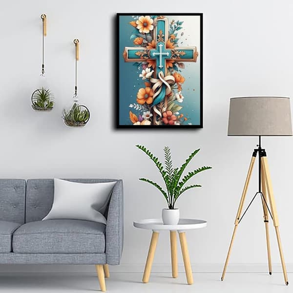 Bomclap Korsblomma 5D Diamantpussel - Full Drill Smyckeskonst, Rundborrad DIY-set för Väggen