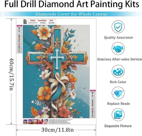 Bomclap Korsblomma 5D Diamantpussel - Full Drill Smyckeskonst, Rundborrad DIY-set för Väggen