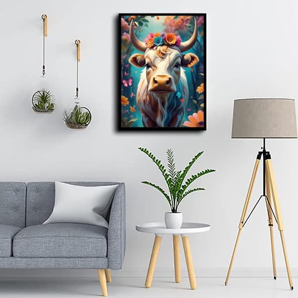 Bomclap Ko 5D Diamantkonst - Full Drill Smyckespussel med Kristaller, Lantlig Väggdekoration 30x40 cm