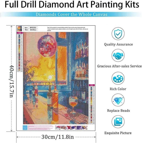 Bomclap Retro Cocktail 5D Diamond Art - Täysin porattu korukuva, vintage baarisisustus 30x40 cm