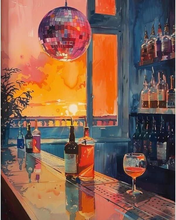 Bomclap Retro Cocktail 5D Diamantkonst - Fullborrad Smyckesbild, Vintage Bar Dekor 30x40 cm