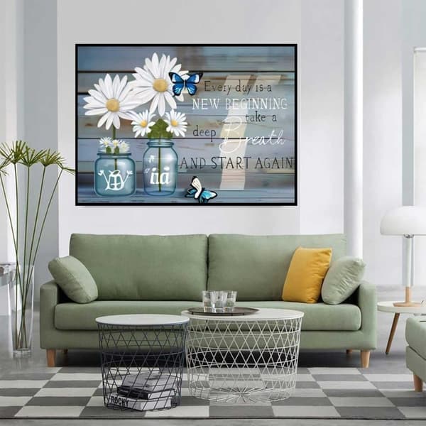 Bomclap Motivationsord 5D Diamantkonst - Blommor Full Drill Smyckespussel, DIY Väggcitat