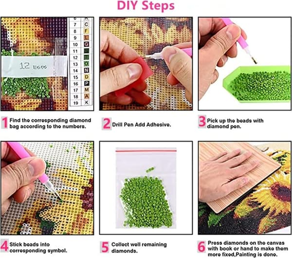Bomclap Motivationsord 5D Diamantkonst - Blommor Full Drill Smyckespussel, DIY Väggcitat