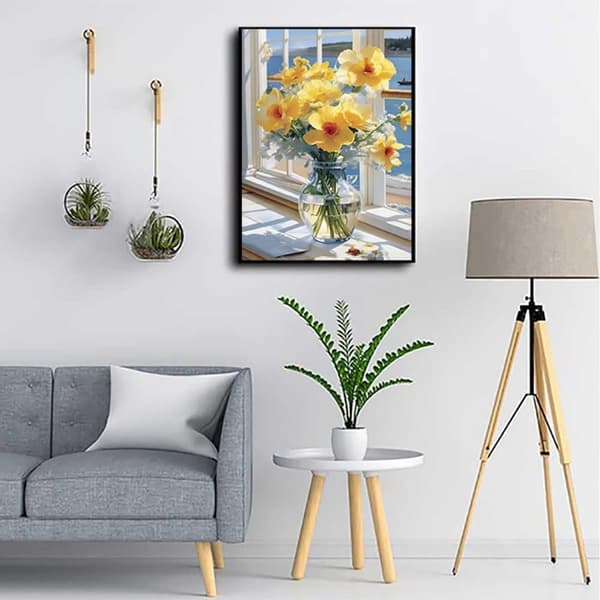 Bomclap Storblomma Diamantpussel - 5D Full Drill Smyckeskonst, Extra Stor Väggdekoration 40x50 cm