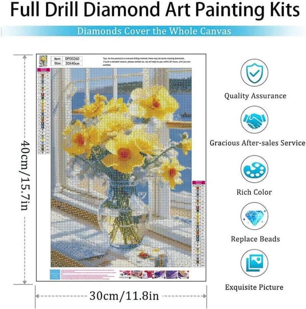 Bomclap Storblomma Diamantpussel - 5D Full Drill Smyckeskonst, Extra Stor Väggdekoration 40x50 cm