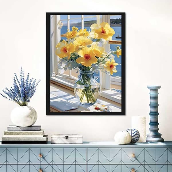 Bomclap Storblomma Diamantpussel - 5D Full Drill Smyckeskonst, Extra Stor Väggdekoration 40x50 cm