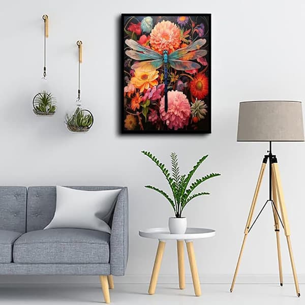 Bomclap Trollslända 5D - Fullborrad Smyckeskonst, Naturinspirerad Väggdekoration 30x40 cm