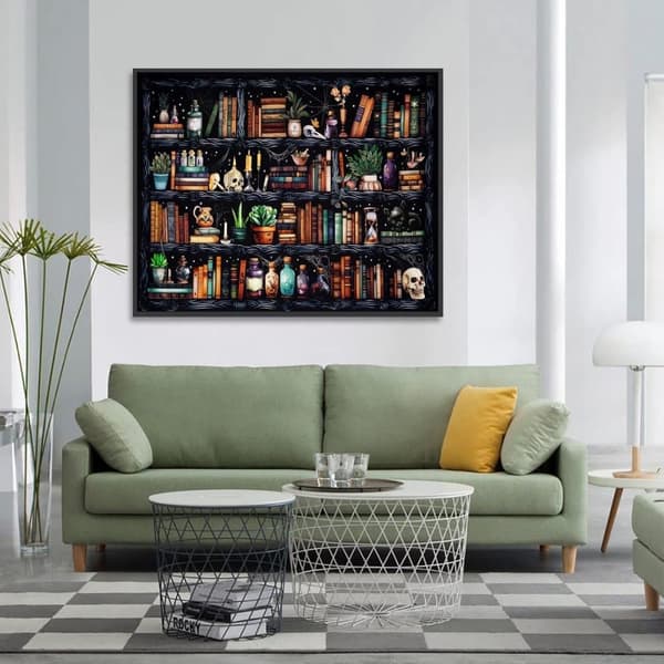 Bomclap Bookcase Plant 5D Diamond Puzzle - Täysi porakorutaide kirjojen ystäville, DIY vihreä sisustus