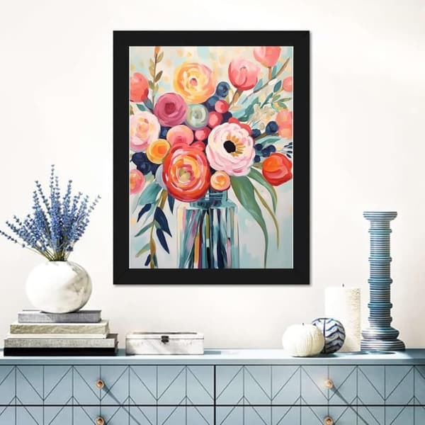 Bomclap Blomma diamantkonstmålningssatser för vuxna, fullborrmålningar med diamantprickar för nybörjare, målningssatser DIY-hantverkssatser 30x40cm