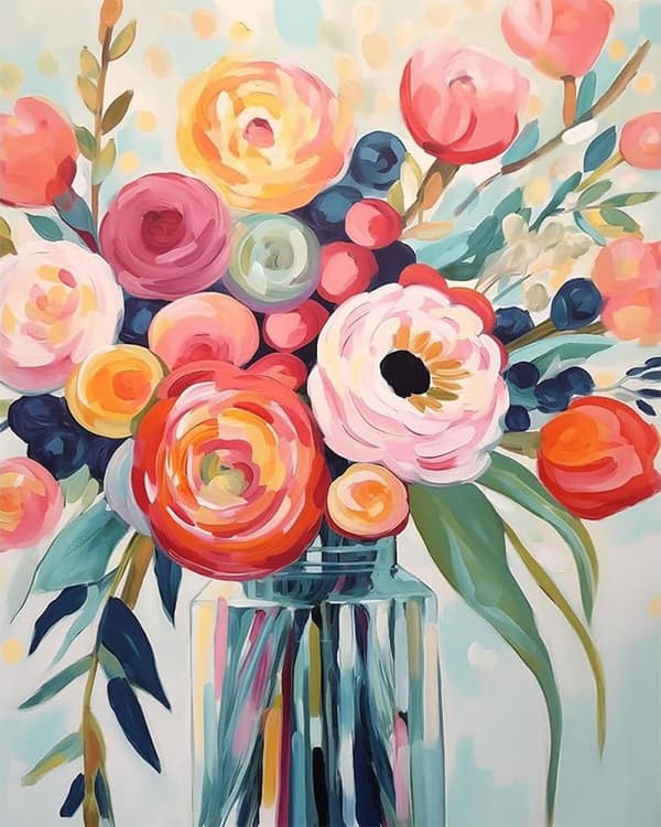 Bomclap Blomma diamantkonstmålningssatser för vuxna, fullborrmålningar med diamantprickar för nybörjare, målningssatser DIY-hantverkssatser 30x40cm