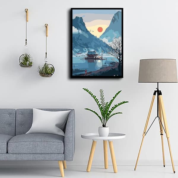 Bomclap Solnedgångsbacke Diamantkonst - 5D Full Drill Smyckesbild, DIY Landskapsdékor 12x16 tum
