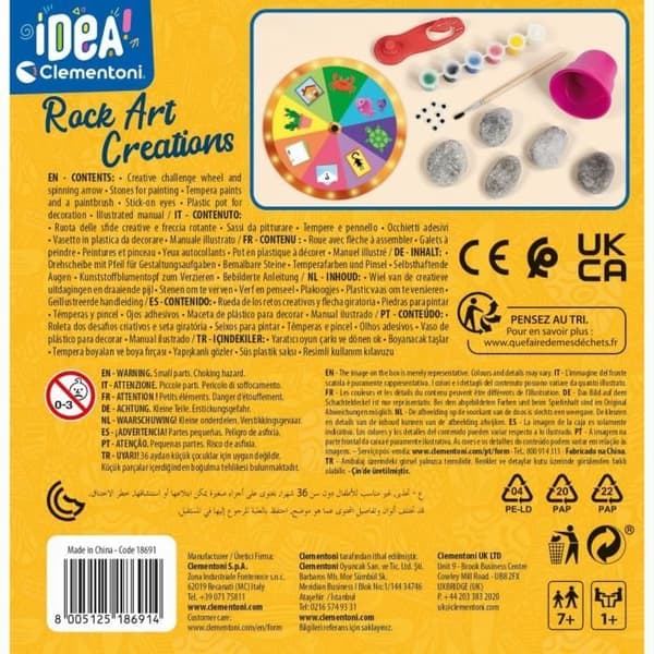 Kreativt fritidsspel - Clementoni - Pebble-skapelser - Målning, småsten, klisterögon - Barn från 7 år