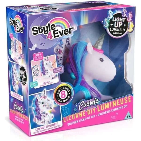 Figur att dekorera - Canal Toys - DIY Luminous Cosmic Unicorn - Collector's Edition - Klistermärken och strass ingår
