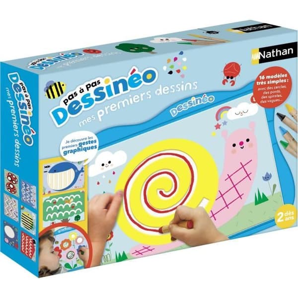 Kreativt fritidsspel - NATHAN - Dessinéo första ritningar - 16 modeller i utveckling - Från 2 år - Blå