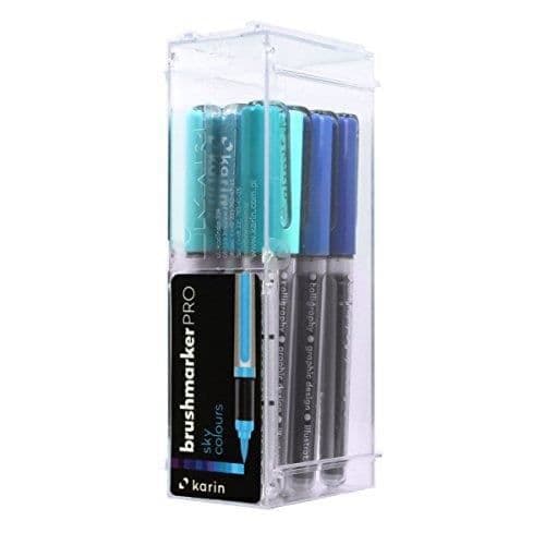 Karin Pro Set med 12 markörer för vattenfärg och tak Transparent - Brushmarker PRO 12 himmel färger set