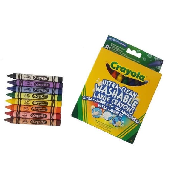 Crayola - 8 stora vaxkritor ultratvättbara - Färgning