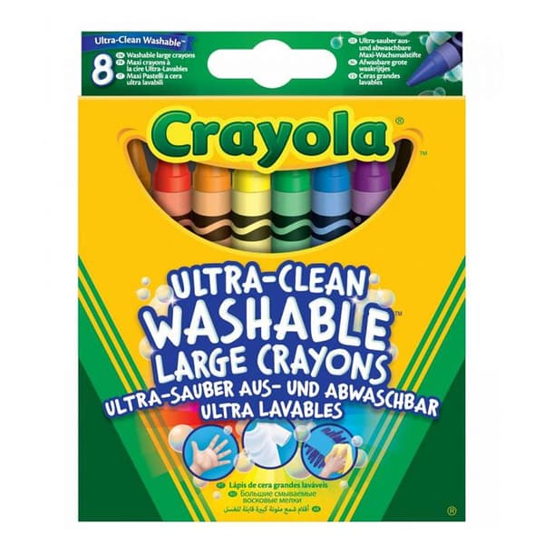 Crayola - 8 stora vaxkritor ultratvättbara - Färgning